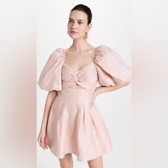 Aje Dusk Blush/Pink Knot Puff Sleeve Mini Dress. Size AU 2/US 4 NWT* - Picture 3 of 16
